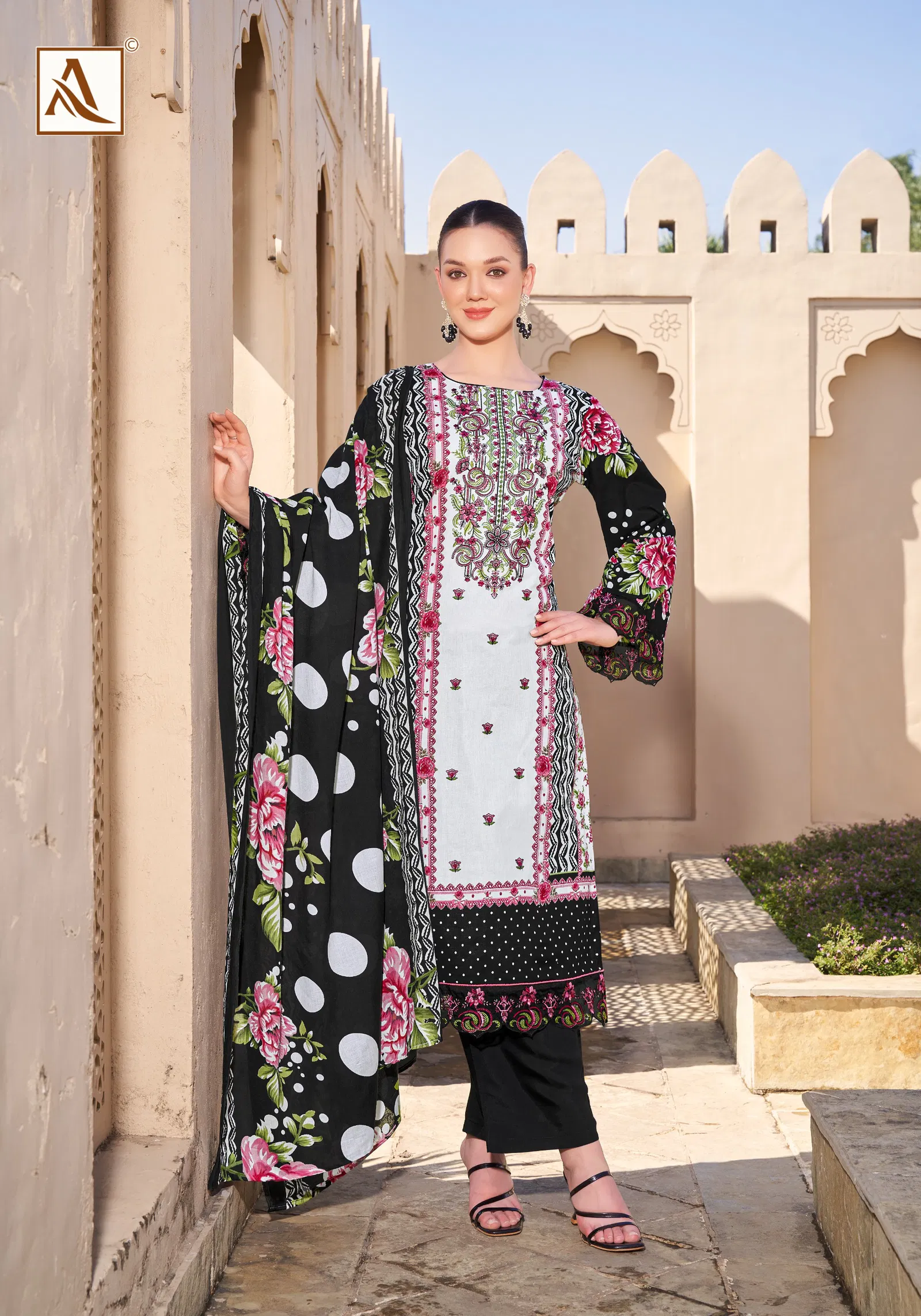 Qurbat 17 By Alok Suits Cambric Cotton Pakistani Dress Material Suppliers In India